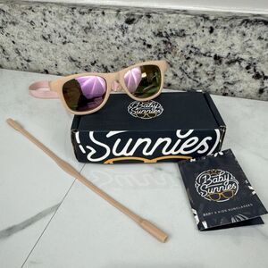 Baby Sunnies Peach Frame Polarized Pink Mirror Lens Sunglasses w/ Box 0-24 Month